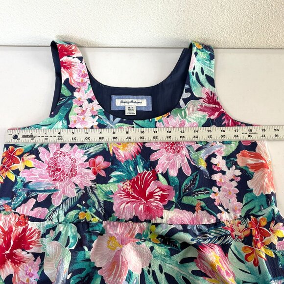 Tommy Bahama Perfectly Paradise Midi Dress Sundress Womens M Blue Floral Tiered - Picture 9 of 12